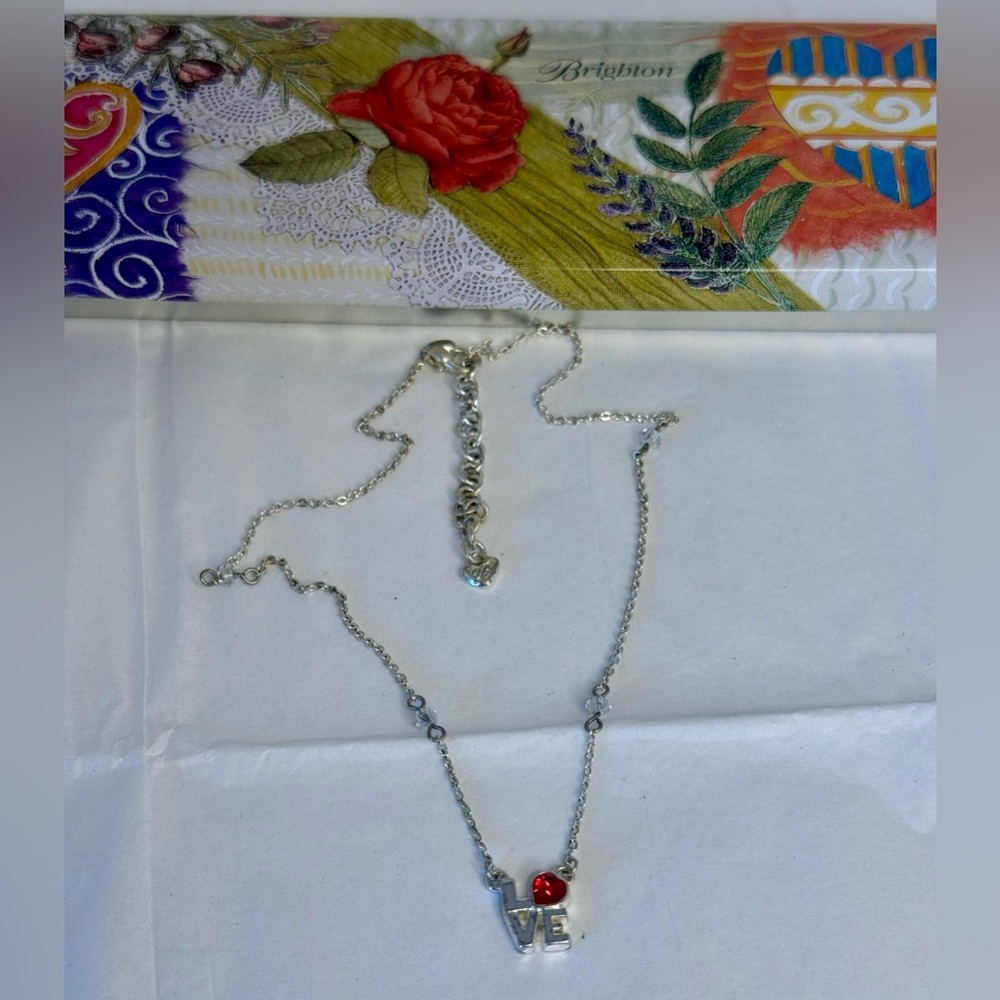 🌸Brighton pre-owned Silver Necklace with Red Love Charm